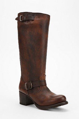 Frye Vera Tall Slouch Moto Boot - Brown - 8